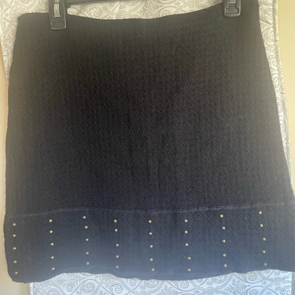 Yumi Mazao Black Mini Skirt with Brass Accents